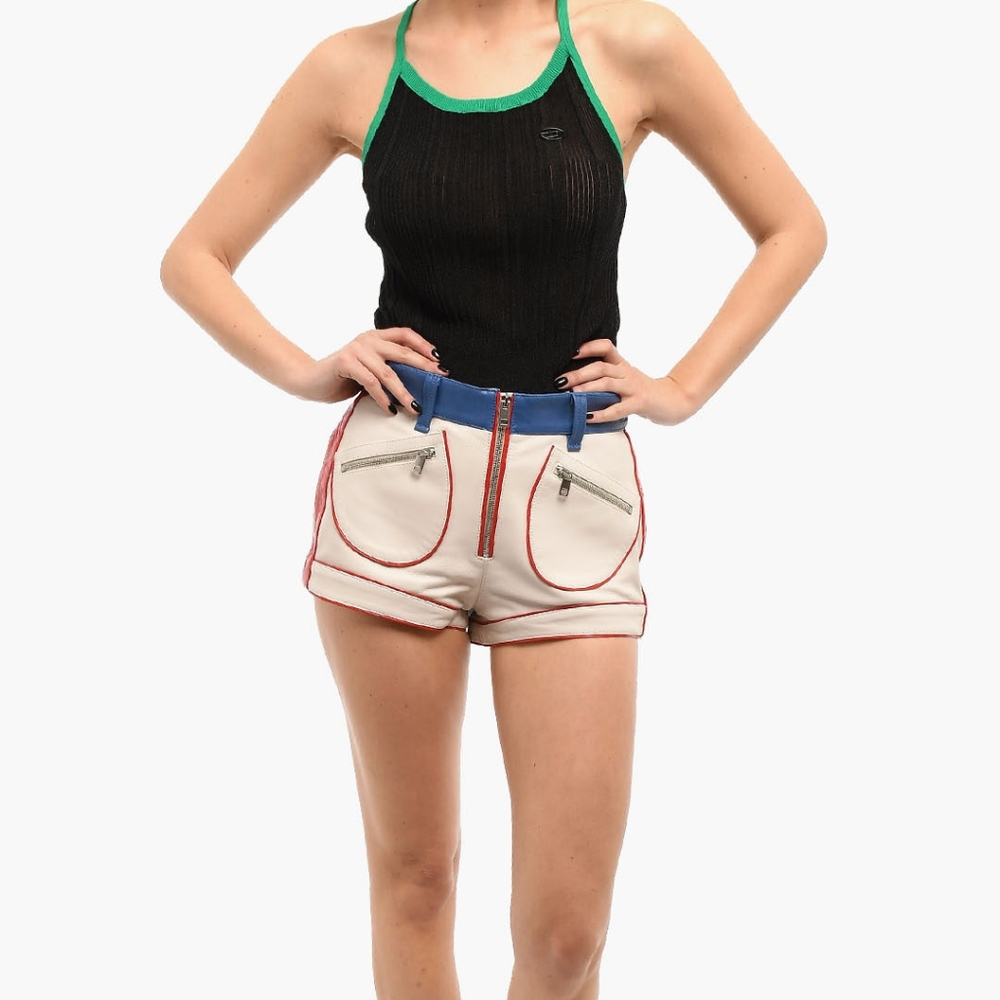 diesel s lime leather shorts size M
